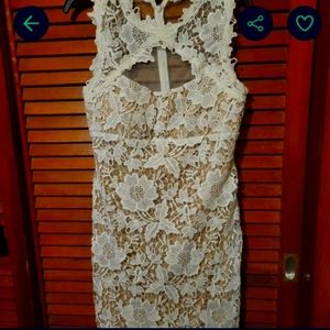 White and beige cocktail dress